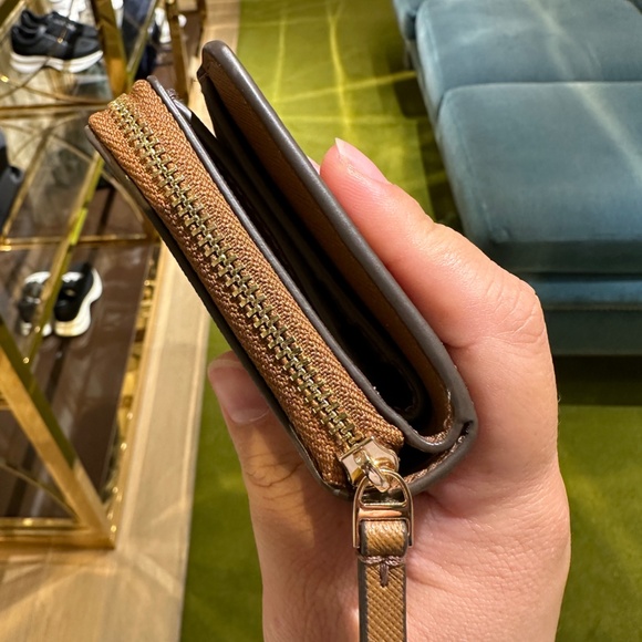 NWT! Tory Burch TB Emerson Mini Wallet 147606 In Moose/Brown With Gold Tone - Picture 5 of 11